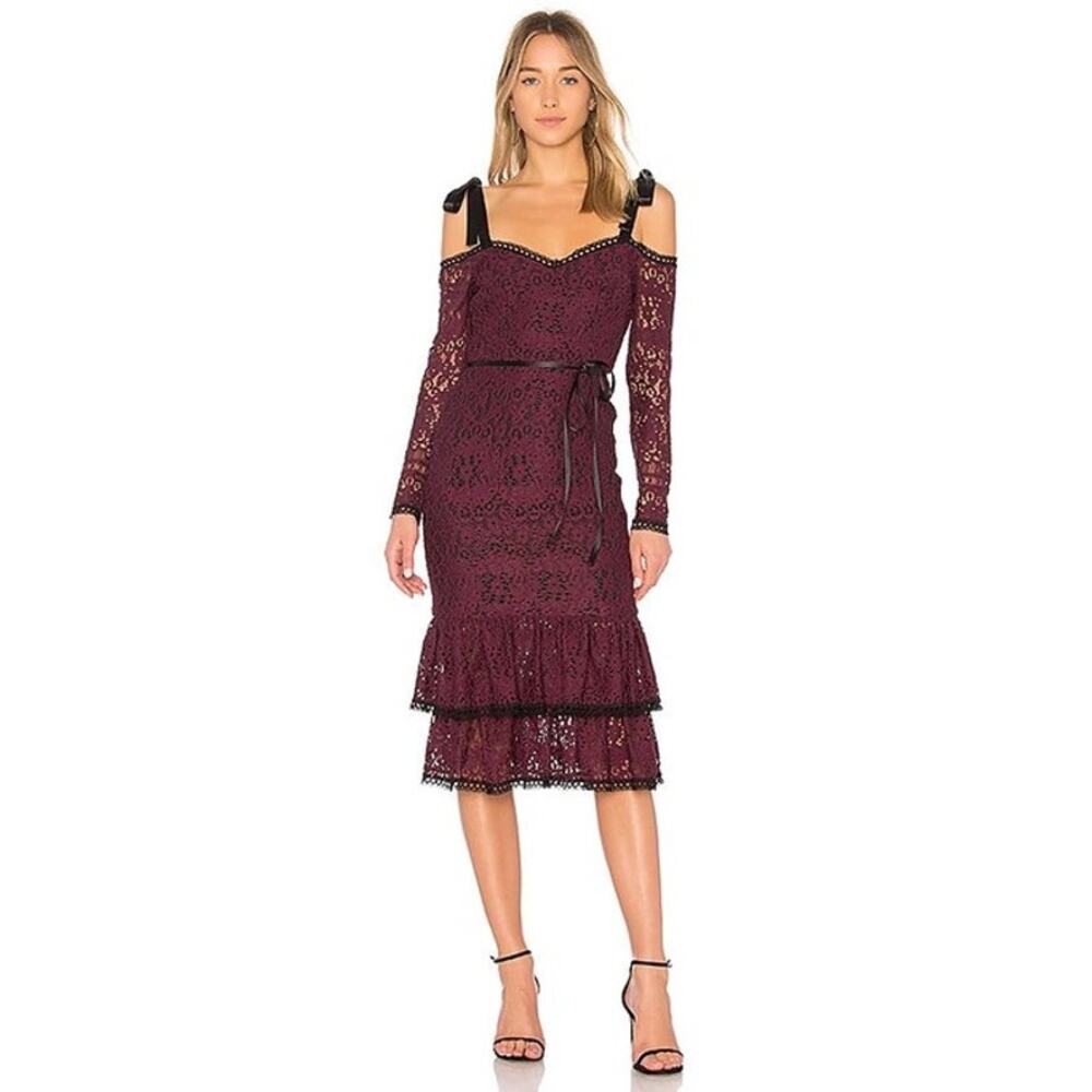 Alexis Burgundy Whimsigoth Guipure Lace Sophia‎ Cocktail Mini Dress Size Small